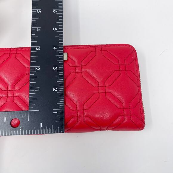 Kate Spade Red Leather Quilted Astor Court Neda Wallet Accordion Zip Around - Picture 15 of 15